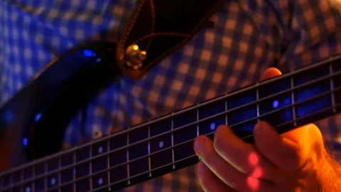 Bass player performing a solo part Stock Footage 112937486