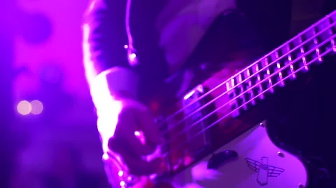 Bass player on a stage Stock Footage 50633966