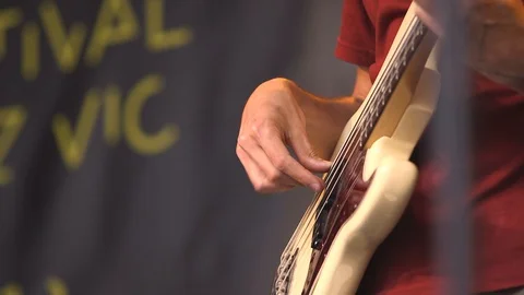 Bass Player On Stage Stock Footage 128540138