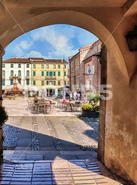 Bassano del Grappa, Veneto, Italy. One of the main squares. Stock Photos