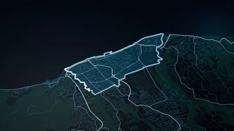 Basse Terre Guadeloupe Glowing Digital Map Animation 4K Vidéo 338155205