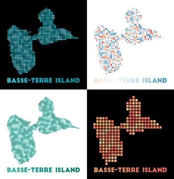 Basse-Terre Island map. Collection of map of Basse-Terre Island in dotted s.. Stock Photos