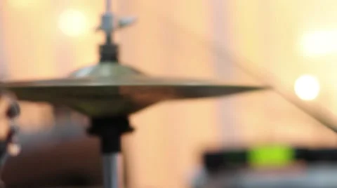 Bassist beat with sticks on a drum during a music concert Stock Footage 59556237