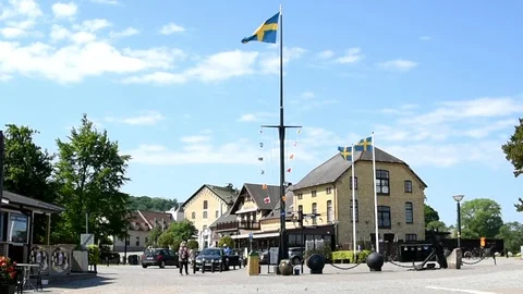 Bastad harbor district Stock Footage 90885779