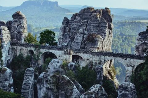 Bastei rocks Stock Photos