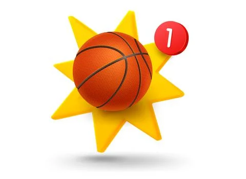 Bastetball ball with explosion effect. 3d vector mobile application icon wi.. 스톡 일러스트