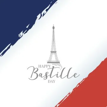 Bastille day celebration with tower eiffel and flag イラスト素材