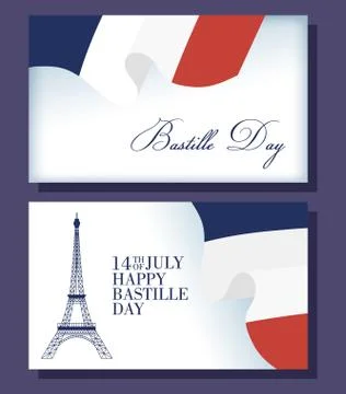 Bastille day celebration with tower eiffel and flag Stock-Illustration
