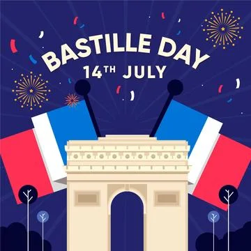 Bastille day concept in flat design Illustrazione stock