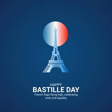 Bastille Day Creative Ads. Happy Bastille Day. 14 July. vector 3d illustratio Illustrazione stock
