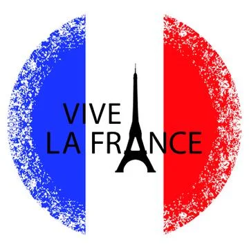 Bastille Day. Eiffel Tower instead of the letter A. Translation of texts in Stock Illustration