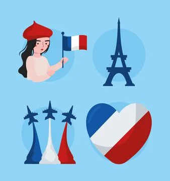 Bastille day items Stock Illustration