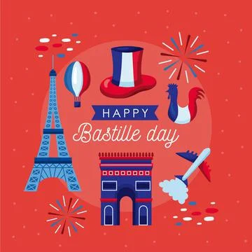 Bastille day lettering pattern Stock Illustration