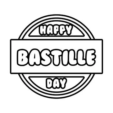 Bastille day lettering in seal line style イラスト素材
