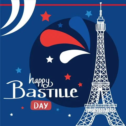 Bastille day lettering template Stock Illustration