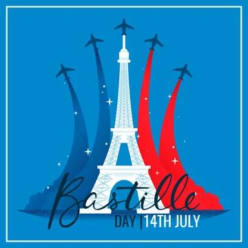 Bastille day with planes and eiffel tower Stock Illustration