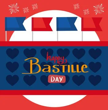 Bastille day postcard 스톡 일러스트