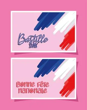 Bastille day postcards Illustrazione stock