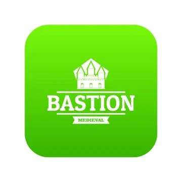 Bastion medieval icon green vector Stock Illustration