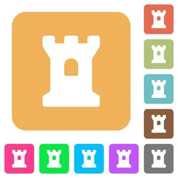 Bastion rounded square flat icons Stock Illustration