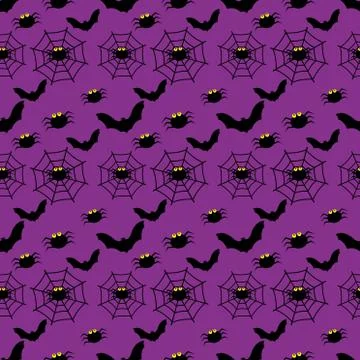 Bat and spider seamless pattern for halloween concept vector illustration Stock Illustration