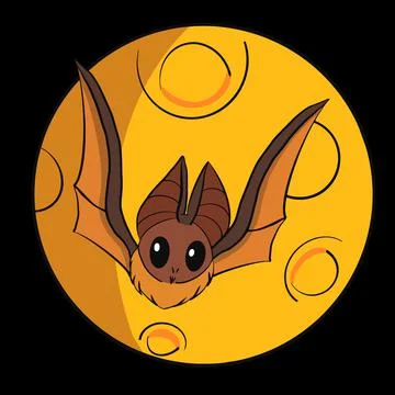 Bat on the background of the moon illustration Stock Illustration