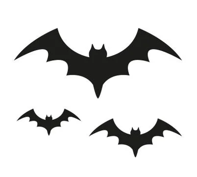 Bat black silhouette icon. Isolated on white background. Halloween concept Stock Illustration