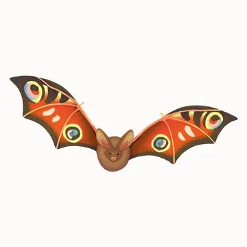 Bat with butterfly wings. Isolated vector stock illustration. Stock Illustration