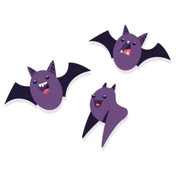 Bat cartoon vector character set. Stock Illustration