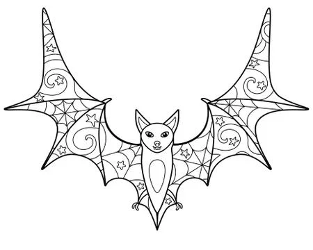 Bat - coloring antistress - vector linear picture for coloring. Stock Illustration