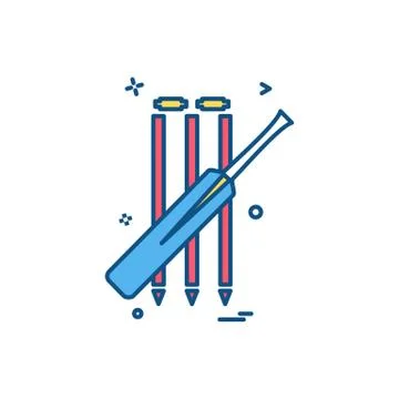 Bat cricket wickets icon vector design Illustrazione stock