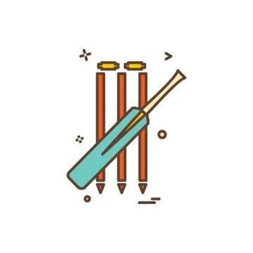 Bat cricket wickets icon vector design Illustrazione stock