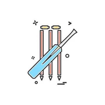 Bat cricket wickets icon vector design Illustrazione stock