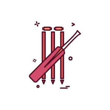 Bat cricket wickets icon vector design Illustrazione stock