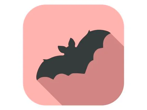 Bat flat icon with shadow. Halloween, October 31st. Vector illustration Illustrazione stock