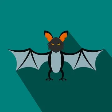 Bat flat icon with shadow Stock Illustration