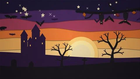 Bat Flight Halloween Stop Motion Background Image Stock Illustration