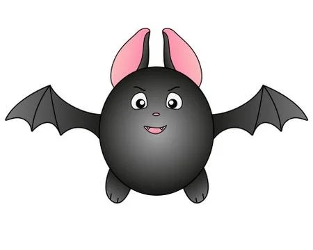 Bat in flight - vector full color illustration. A cute fat bat Stock Illustration