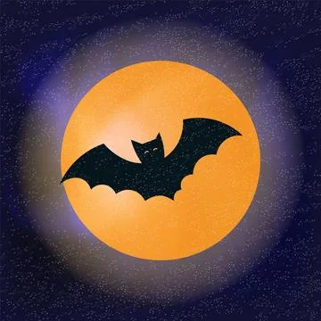 Bat Flying in Front of Full Moon Illustration Stock-Illustration