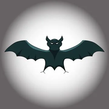 The bat on a gloomy gradient background. Vector graphics. Hand drawing. Stock Illustration