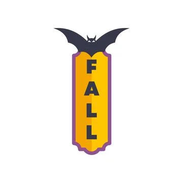 Bat graphic holding fall word banner icon 스톡 일러스트
