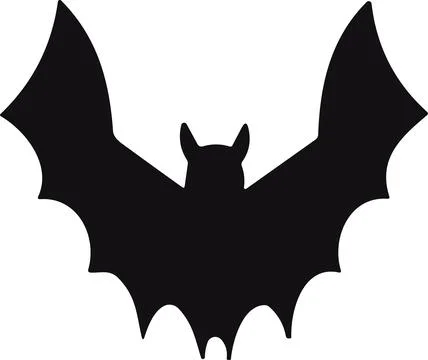 Bat horror flat. Sticker with black mouse for Halloween decoration. Simple .. Stock Illustration