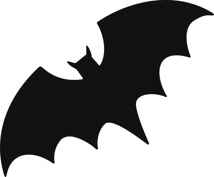 Bat horror flat. Sticker with black mouse for Halloween decoration. Simple .. Stock Illustration