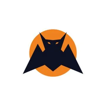 Bat icon on the moon flat and simple vector design white isolated 스톡 일러스트