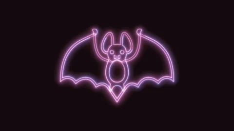 Bat Icon Neon Seamless Loop with Black Background 4K Video stock 311300966