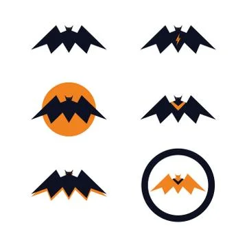 Bat icon set flat and simple vector design white isolated 스톡 일러스트
