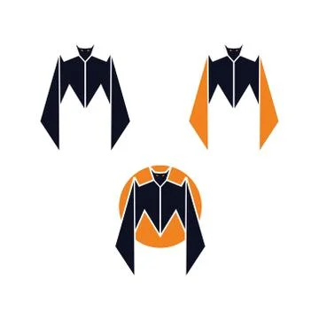 Bat icon set flat and simple vector design white isolated Stock Illustration