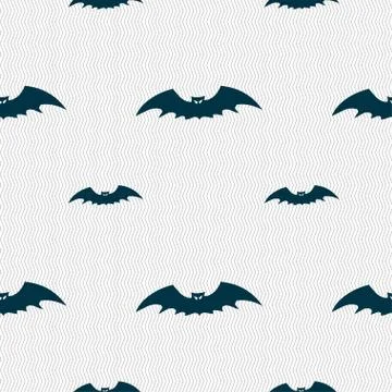 Bat icon sign. Seamless pattern with geometric texture. Vector Stock Illustration