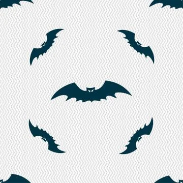 Bat icon sign. Seamless pattern with geometric texture. Vector Illustrazione stock