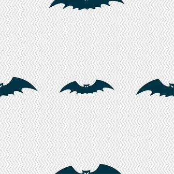 Bat icon sign. Seamless pattern with geometric texture. Vector Stockillustratie